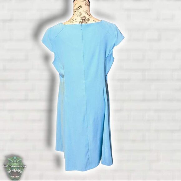 AGB Dress Twee Pinup Style Azure Blue Stretch Twill Fit and Flare Dress,Size 14 - Picture 3 of 6